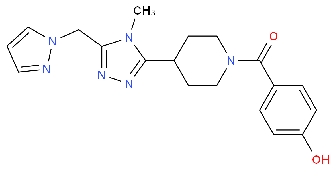 4-({4-[4-methyl-5-(1H-pyrazol-1-ylmethyl)-4H-1,2,4-triazol-3-yl]piperidin-1-yl}carbonyl)phenol_Molecular_structure_CAS_)