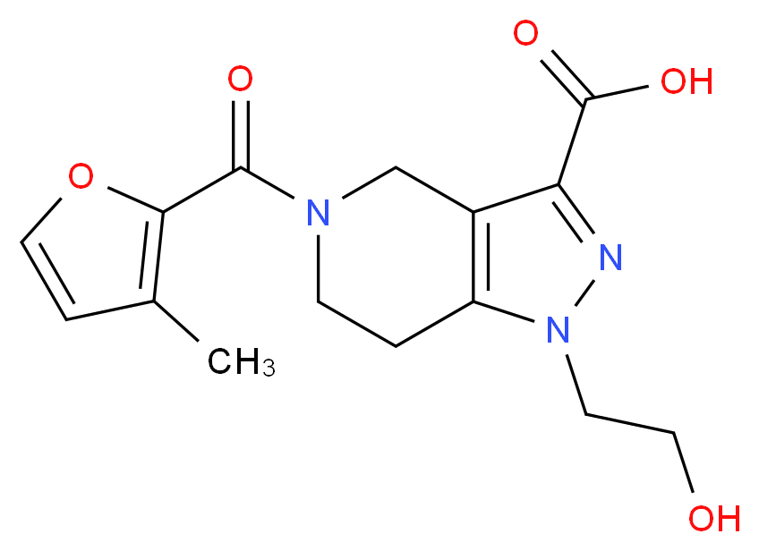 1-(2-hydroxyethyl)-5-(3-methyl-2-furoyl)-4,5,6,7-tetrahydro-1H-pyrazolo[4,3-c]pyridine-3-carboxylic acid_Molecular_structure_CAS_)