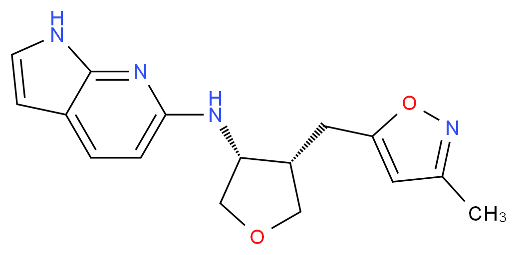 N-{(3R*,4S*)-4-[(3-methylisoxazol-5-yl)methyl]tetrahydrofuran-3-yl}-1H-pyrrolo[2,3-b]pyridin-6-amine_Molecular_structure_CAS_)