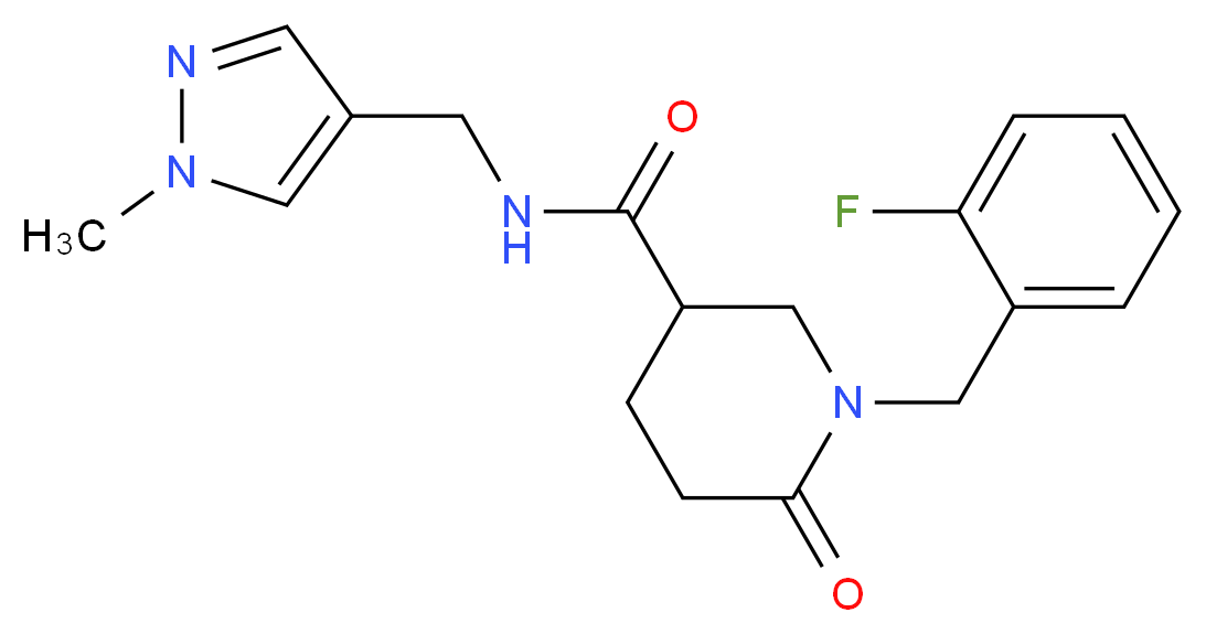 1-(2-fluorobenzyl)-N-[(1-methyl-1H-pyrazol-4-yl)methyl]-6-oxo-3-piperidinecarboxamide_Molecular_structure_CAS_)
