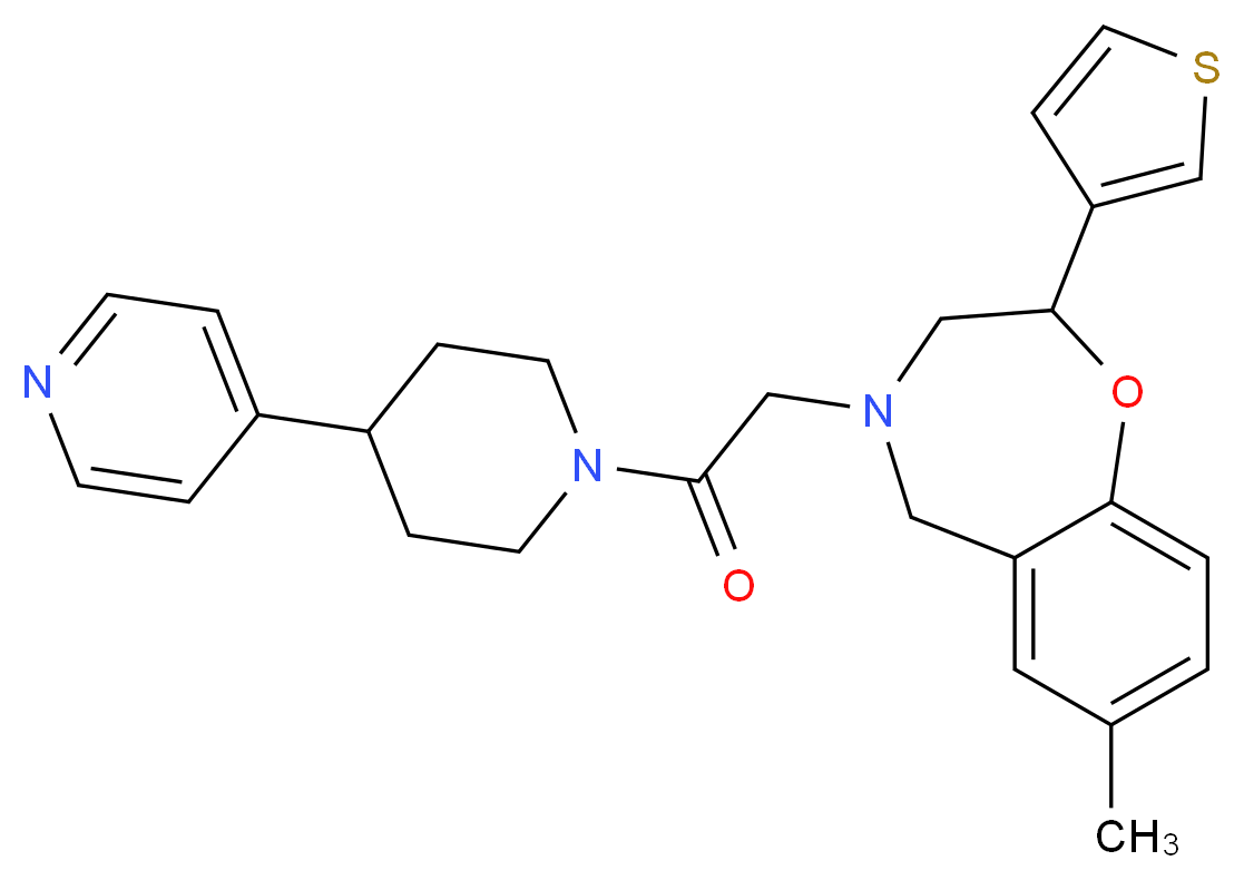 7-methyl-4-{2-oxo-2-[4-(4-pyridinyl)-1-piperidinyl]ethyl}-2-(3-thienyl)-2,3,4,5-tetrahydro-1,4-benzoxazepine_Molecular_structure_CAS_)