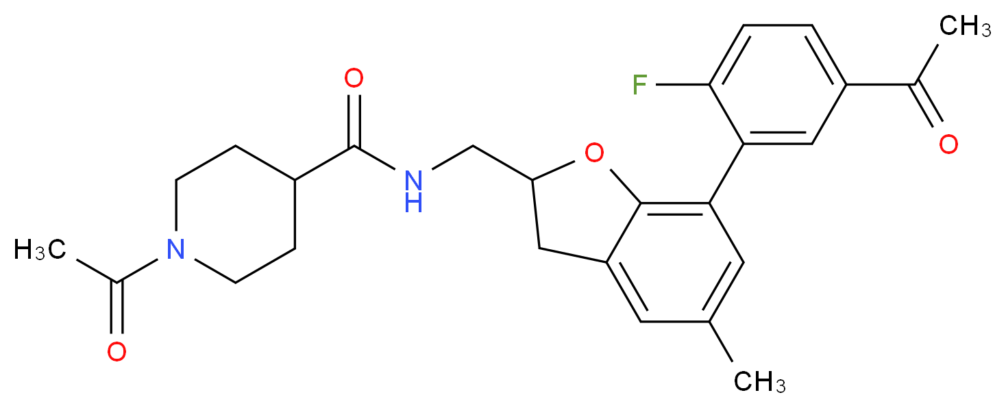 1-acetyl-N-{[7-(5-acetyl-2-fluorophenyl)-5-methyl-2,3-dihydro-1-benzofuran-2-yl]methyl}-4-piperidinecarboxamide_Molecular_structure_CAS_)