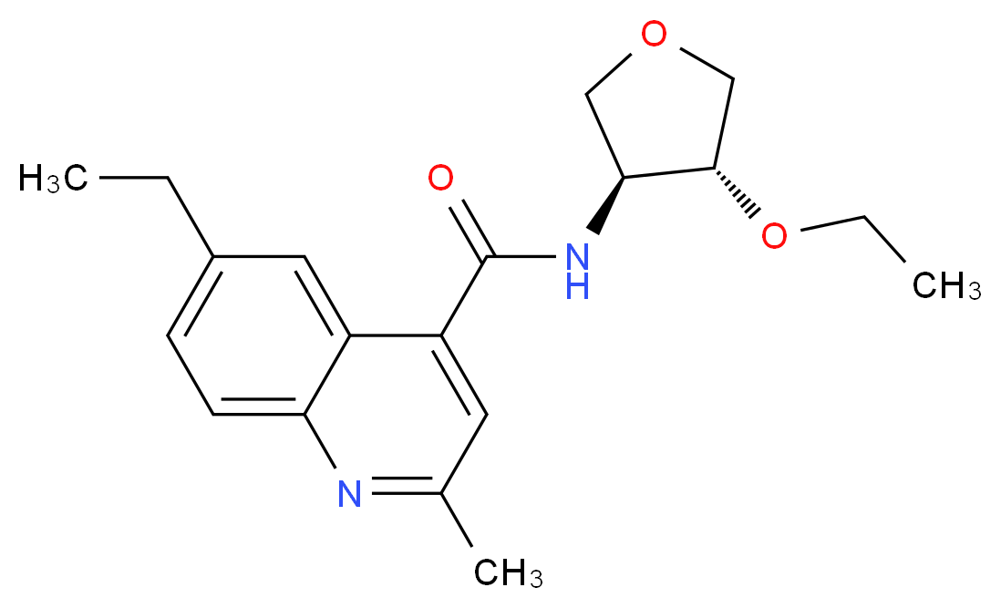 N-[(3S*,4R*)-4-ethoxytetrahydro-3-furanyl]-6-ethyl-2-methyl-4-quinolinecarboxamide_Molecular_structure_CAS_)