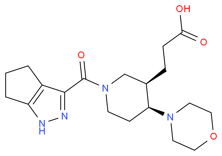 3-[(3R*,4S*)-4-morpholin-4-yl-1-(1,4,5,6-tetrahydrocyclopenta[c]pyrazol-3-ylcarbonyl)piperidin-3-yl]propanoic acid_Molecular_structure_CAS_)