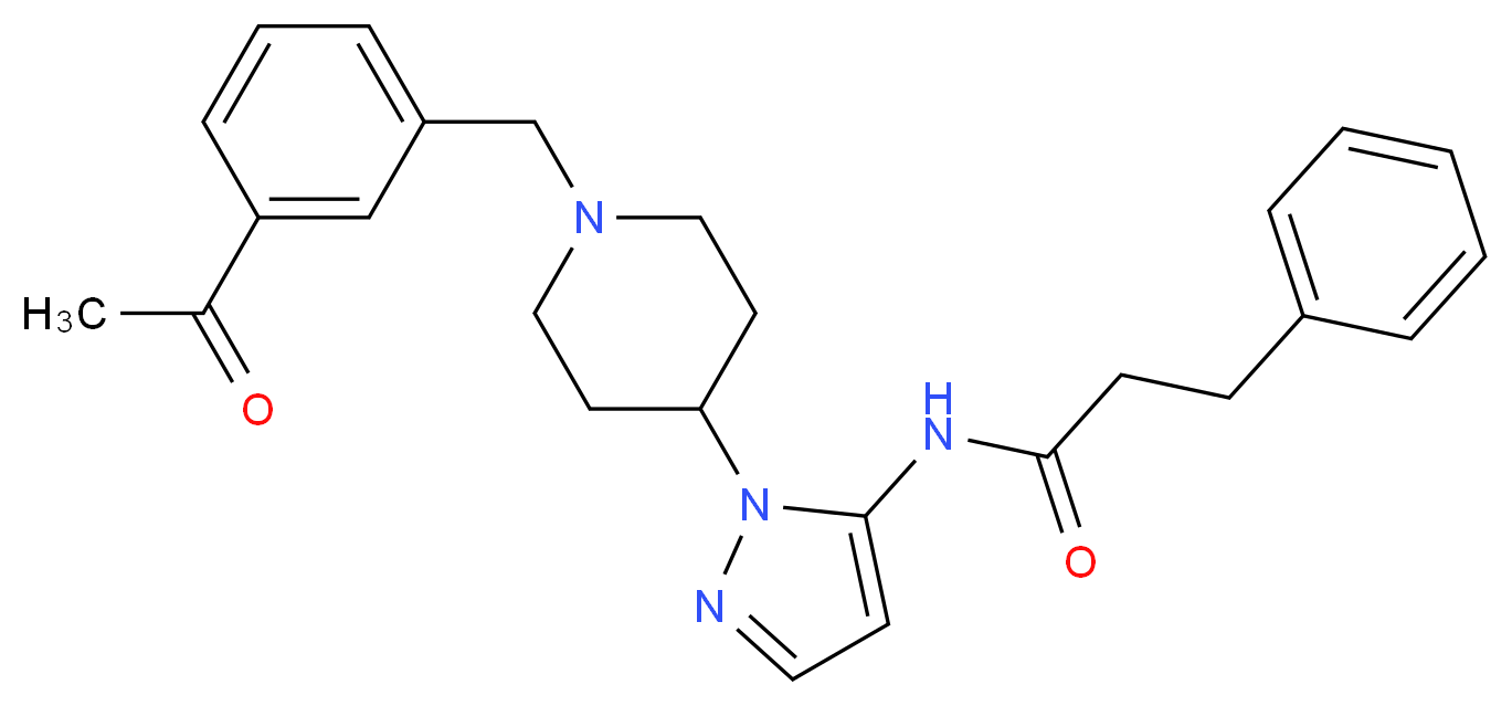 N-{1-[1-(3-acetylbenzyl)-4-piperidinyl]-1H-pyrazol-5-yl}-3-phenylpropanamide_Molecular_structure_CAS_)
