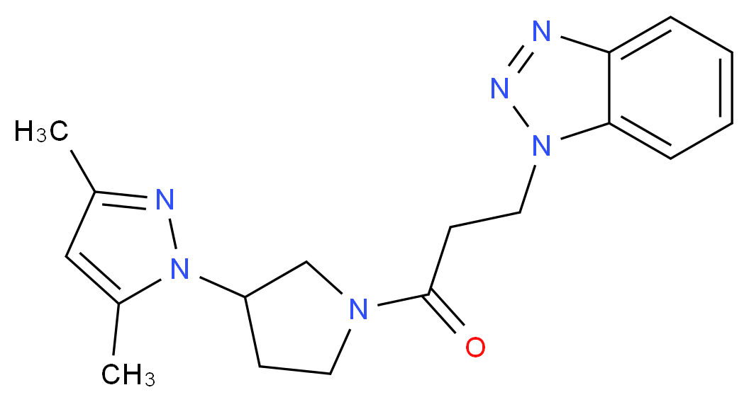 1-{3-[3-(3,5-dimethyl-1H-pyrazol-1-yl)-1-pyrrolidinyl]-3-oxopropyl}-1H-1,2,3-benzotriazole_Molecular_structure_CAS_)