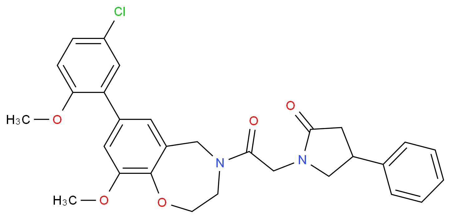1-{2-[7-(5-chloro-2-methoxyphenyl)-9-methoxy-2,3-dihydro-1,4-benzoxazepin-4(5H)-yl]-2-oxoethyl}-4-phenyl-2-pyrrolidinone_Molecular_structure_CAS_)