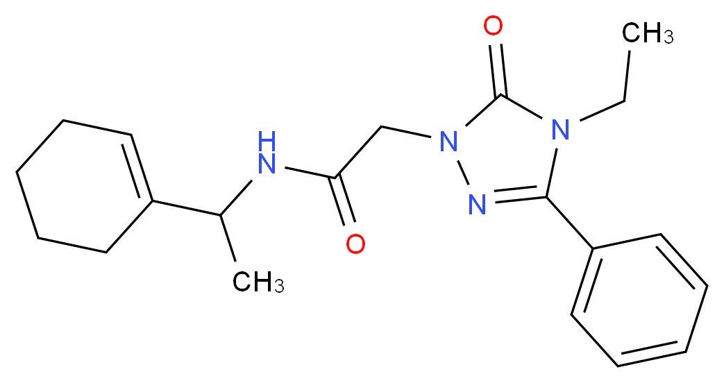N-[1-(1-cyclohexen-1-yl)ethyl]-2-(4-ethyl-5-oxo-3-phenyl-4,5-dihydro-1H-1,2,4-triazol-1-yl)acetamide_Molecular_structure_CAS_)