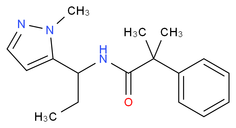 2-methyl-N-[1-(1-methyl-1H-pyrazol-5-yl)propyl]-2-phenylpropanamide_Molecular_structure_CAS_)