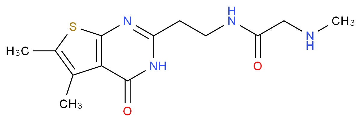 N~1~-[2-(5,6-dimethyl-4-oxo-3,4-dihydrothieno[2,3-d]pyrimidin-2-yl)ethyl]-N~2~-methylglycinamide_Molecular_structure_CAS_)