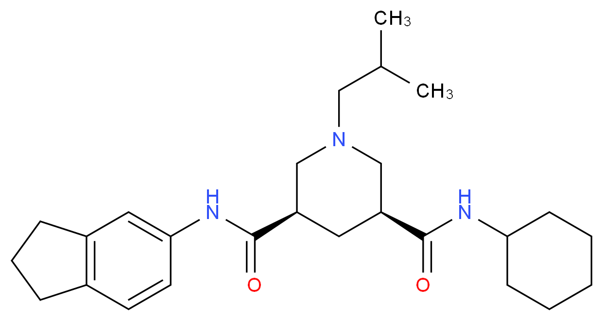 (3S,5R)-N-cyclohexyl-N'-(2,3-dihydro-1H-inden-5-yl)-1-isobutyl-3,5-piperidinedicarboxamide_Molecular_structure_CAS_)