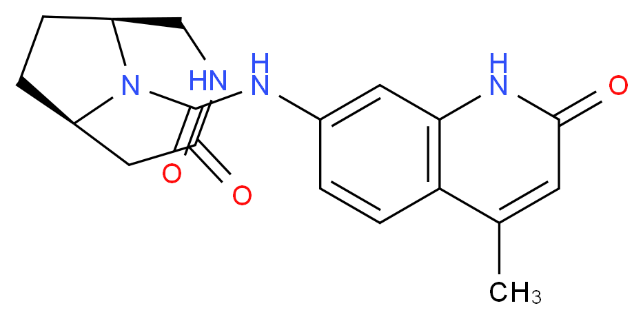 (1S*,6R*)-N-(4-methyl-2-oxo-1,2-dihydroquinolin-7-yl)-4-oxo-3,9-diazabicyclo[4.2.1]nonane-9-carboxamide_Molecular_structure_CAS_)