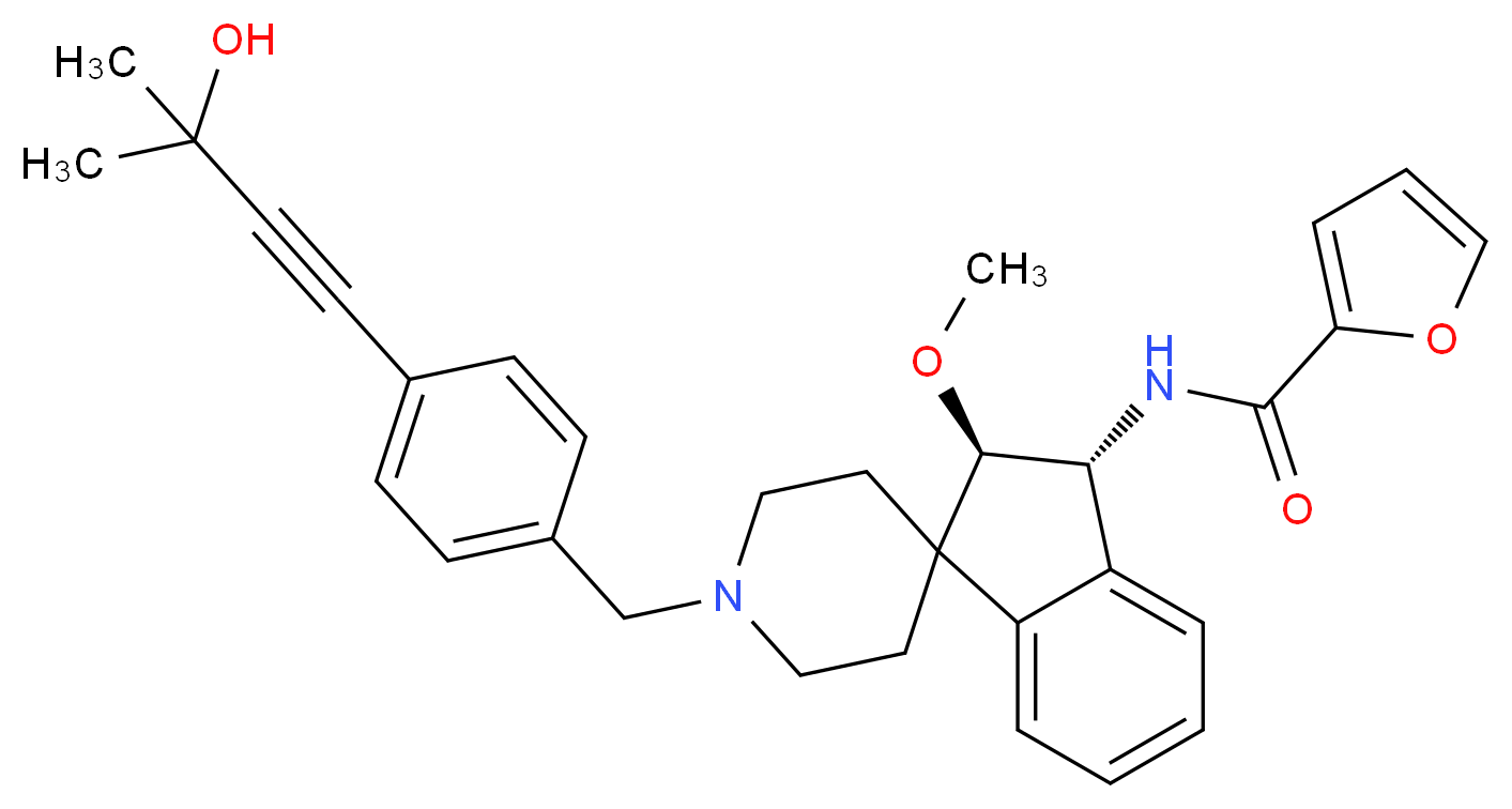 N-{(2R*,3R*)-1'-[4-(3-hydroxy-3-methyl-1-butyn-1-yl)benzyl]-2-methoxy-2,3-dihydrospiro[indene-1,4'-piperidin]-3-yl}-2-furamide_Molecular_structure_CAS_)