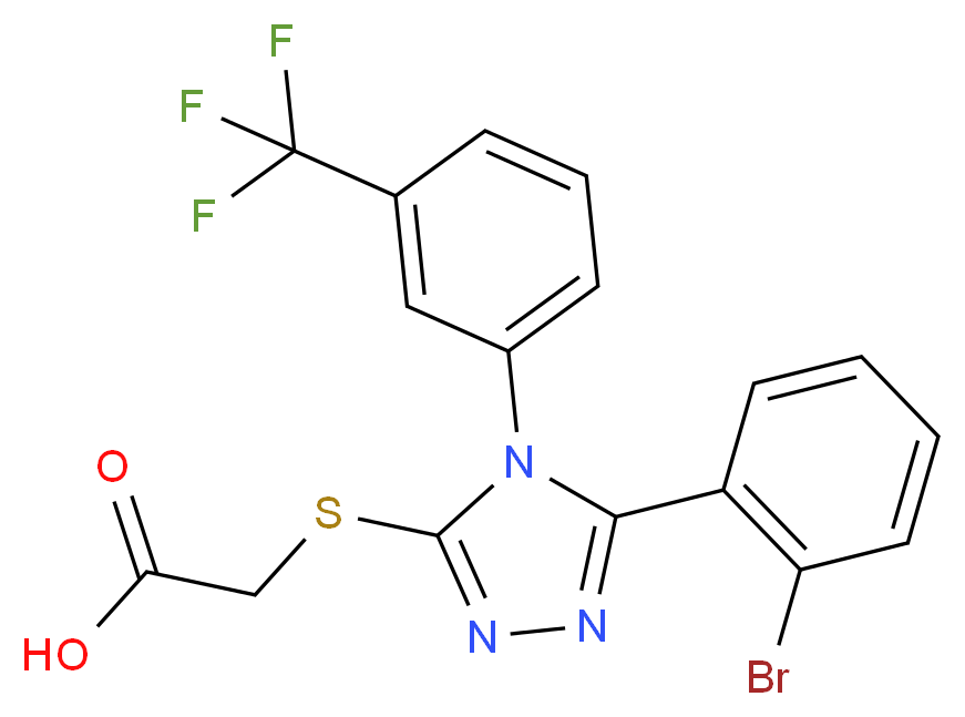 ({5-(2-bromophenyl)-4-[3-(trifluoromethyl)phenyl]-4H-1,2,4-triazol-3-yl}thio)acetic acid_Molecular_structure_CAS_)