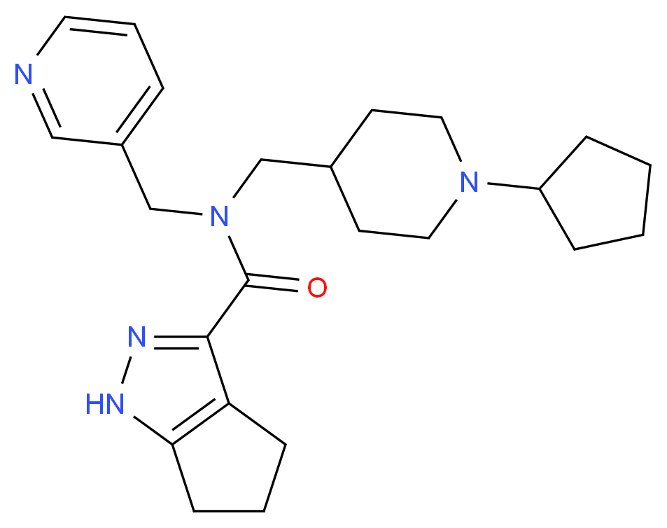 N-[(1-cyclopentyl-4-piperidinyl)methyl]-N-(3-pyridinylmethyl)-1,4,5,6-tetrahydrocyclopenta[c]pyrazole-3-carboxamide_Molecular_structure_CAS_)