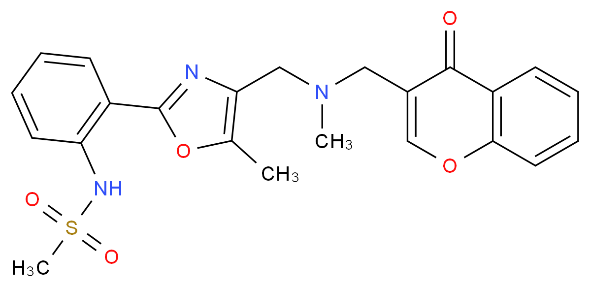 N-{2-[5-methyl-4-({methyl[(4-oxo-4H-chromen-3-yl)methyl]amino}methyl)-1,3-oxazol-2-yl]phenyl}methanesulfonamide_Molecular_structure_CAS_)