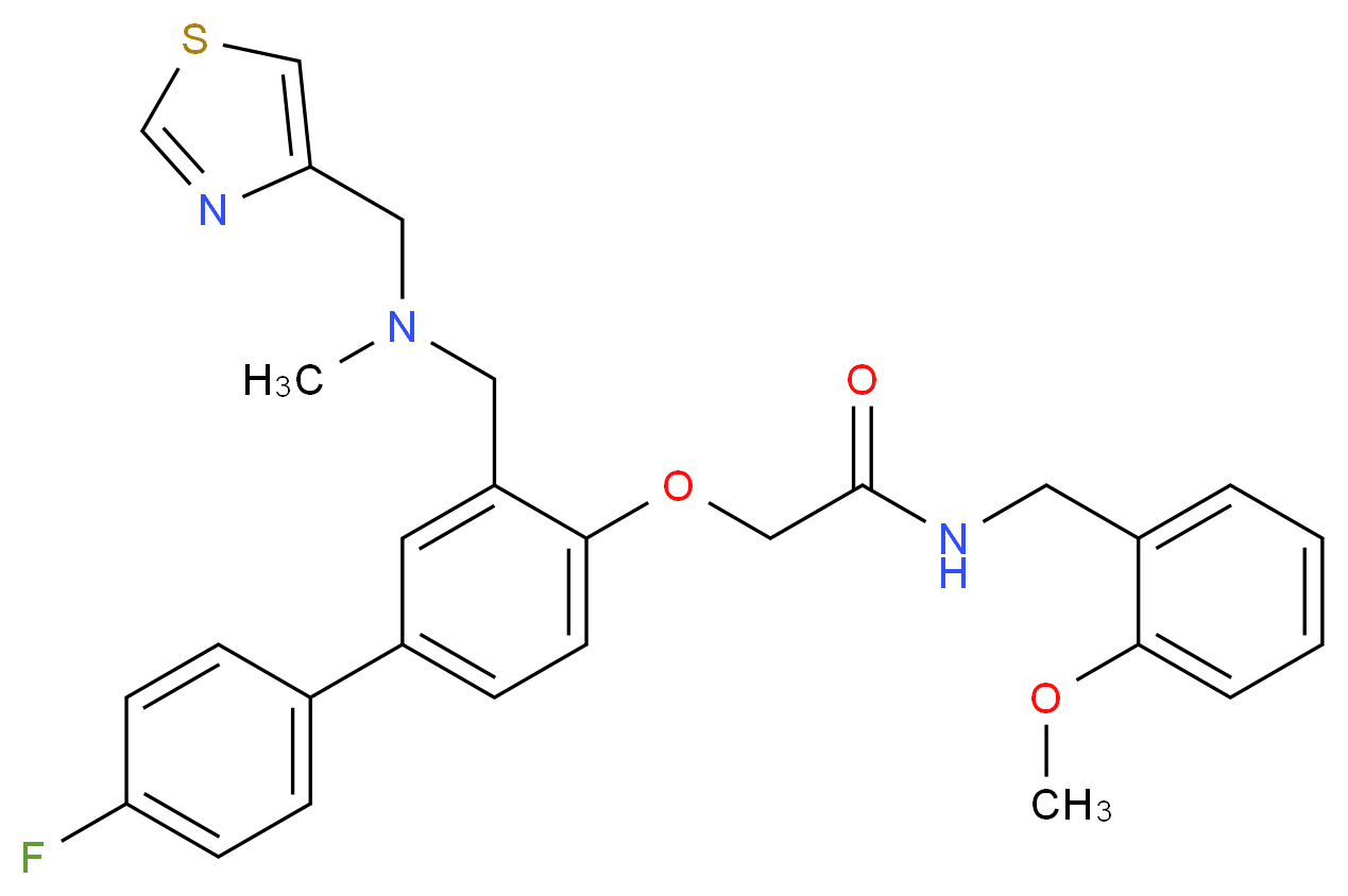 2-[(4'-fluoro-3-{[methyl(1,3-thiazol-4-ylmethyl)amino]methyl}-4-biphenylyl)oxy]-N-(2-methoxybenzyl)acetamide_Molecular_structure_CAS_)