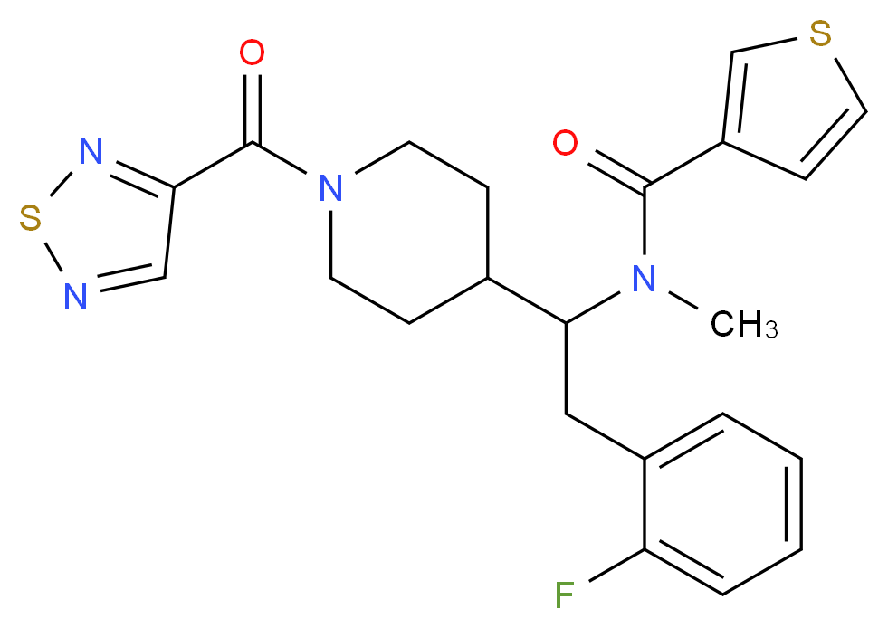 N-{2-(2-fluorophenyl)-1-[1-(1,2,5-thiadiazol-3-ylcarbonyl)-4-piperidinyl]ethyl}-N-methyl-3-thiophenecarboxamide_Molecular_structure_CAS_)