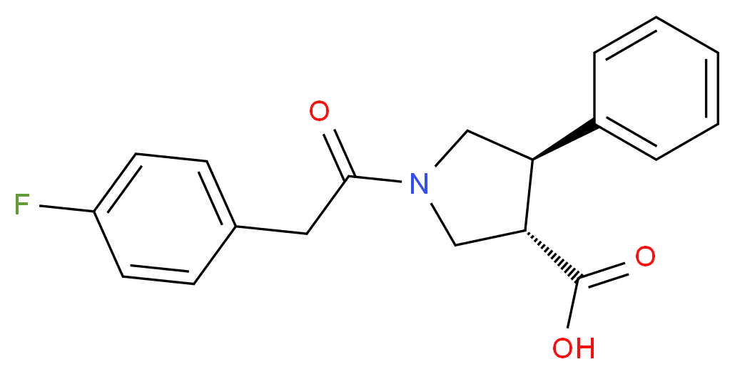 (3S*,4R*)-1-[(4-fluorophenyl)acetyl]-4-phenylpyrrolidine-3-carboxylic acid_Molecular_structure_CAS_)
