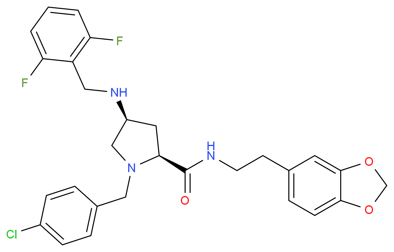 (4S)-N-[2-(1,3-benzodioxol-5-yl)ethyl]-1-(4-chlorobenzyl)-4-[(2,6-difluorobenzyl)amino]-L-prolinamide_Molecular_structure_CAS_)