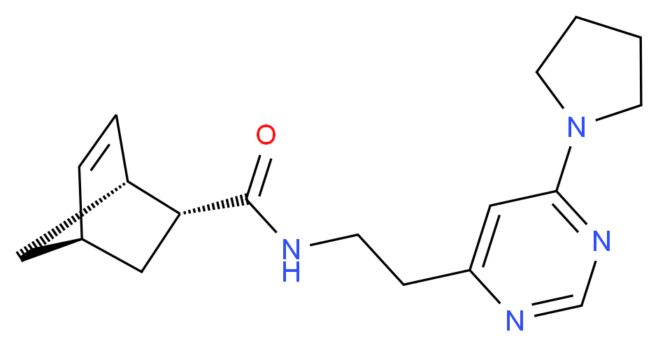 (1R*,2R*,4R*)-N-{2-[6-(1-pyrrolidinyl)-4-pyrimidinyl]ethyl}bicyclo[2.2.1]hept-5-ene-2-carboxamide_Molecular_structure_CAS_)