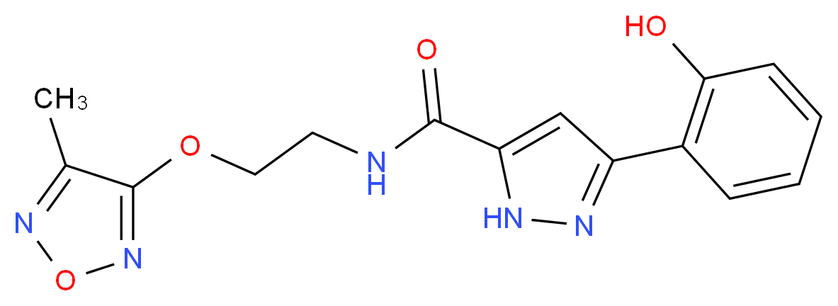3-(2-hydroxyphenyl)-N-{2-[(4-methyl-1,2,5-oxadiazol-3-yl)oxy]ethyl}-1H-pyrazole-5-carboxamide_Molecular_structure_CAS_)
