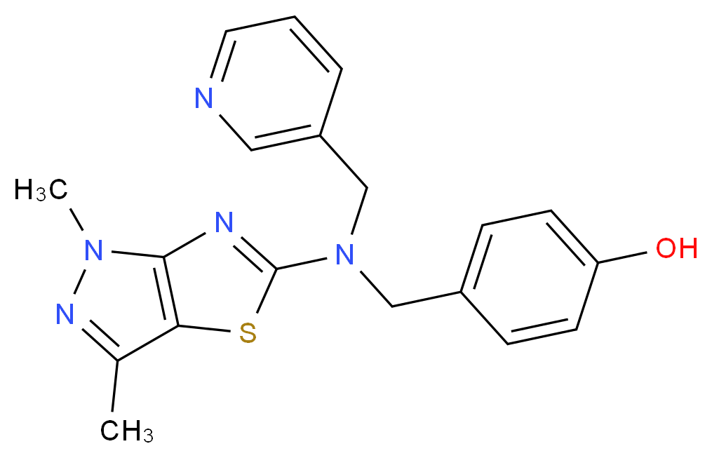 4-{[(1,3-dimethyl-1H-pyrazolo[3,4-d][1,3]thiazol-5-yl)(pyridin-3-ylmethyl)amino]methyl}phenol_Molecular_structure_CAS_)
