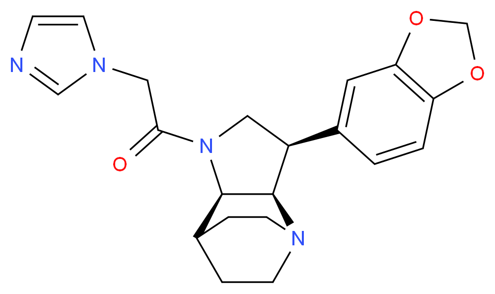(3R*,3aR*,7aR*)-3-(1,3-benzodioxol-5-yl)-1-(1H-imidazol-1-ylacetyl)octahydro-4,7-ethanopyrrolo[3,2-b]pyridine_Molecular_structure_CAS_)
