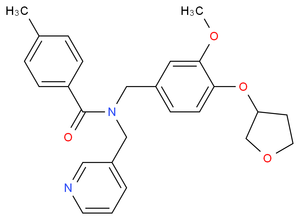 N-[3-methoxy-4-(tetrahydro-3-furanyloxy)benzyl]-4-methyl-N-(3-pyridinylmethyl)benzamide_Molecular_structure_CAS_)