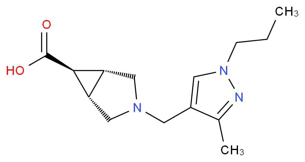 (1R*,5S*,6r)-3-[(3-methyl-1-propyl-1H-pyrazol-4-yl)methyl]-3-azabicyclo[3.1.0]hexane-6-carboxylic acid_Molecular_structure_CAS_)