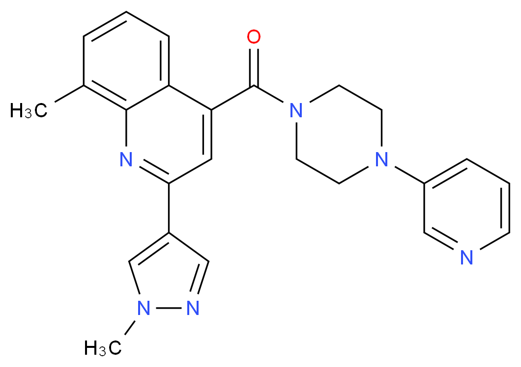 8-methyl-2-(1-methyl-1H-pyrazol-4-yl)-4-[(4-pyridin-3-ylpiperazin-1-yl)carbonyl]quinoline_Molecular_structure_CAS_)