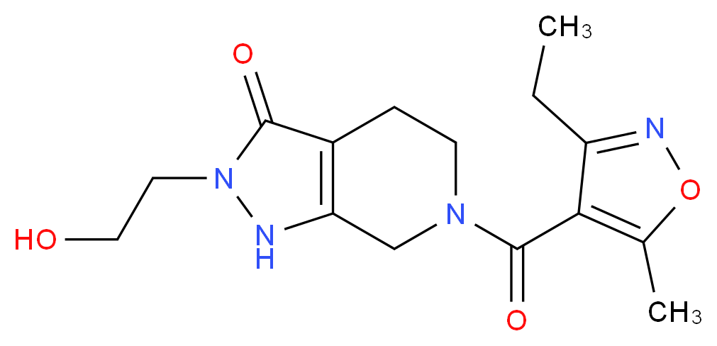6-[(3-ethyl-5-methylisoxazol-4-yl)carbonyl]-2-(2-hydroxyethyl)-1,2,4,5,6,7-hexahydro-3H-pyrazolo[3,4-c]pyridin-3-one_Molecular_structure_CAS_)