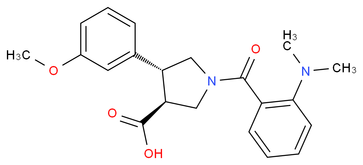 (3S*,4R*)-1-[2-(dimethylamino)benzoyl]-4-(3-methoxyphenyl)pyrrolidine-3-carboxylic acid_Molecular_structure_CAS_)