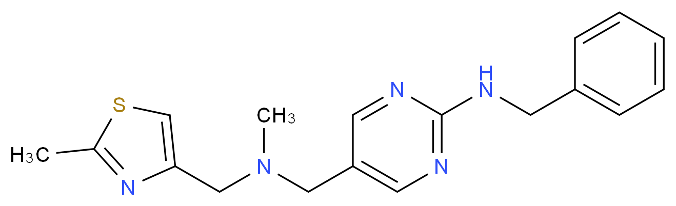 N-benzyl-5-({methyl[(2-methyl-1,3-thiazol-4-yl)methyl]amino}methyl)pyrimidin-2-amine_Molecular_structure_CAS_)