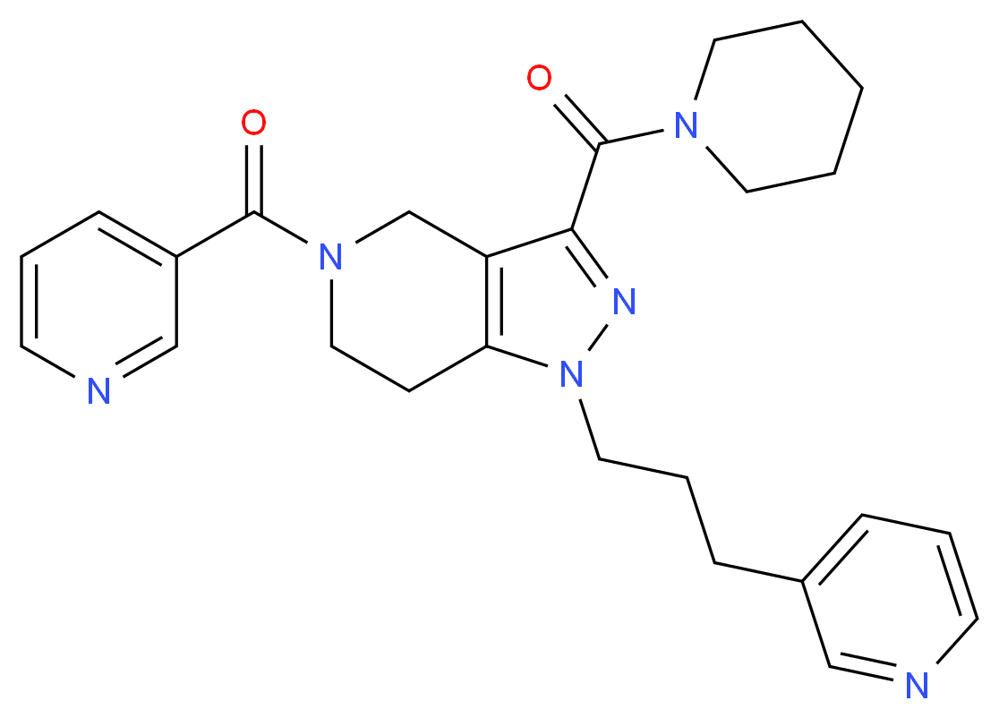 3-(1-piperidinylcarbonyl)-5-(3-pyridinylcarbonyl)-1-[3-(3-pyridinyl)propyl]-4,5,6,7-tetrahydro-1H-pyrazolo[4,3-c]pyridine_Molecular_structure_CAS_)
