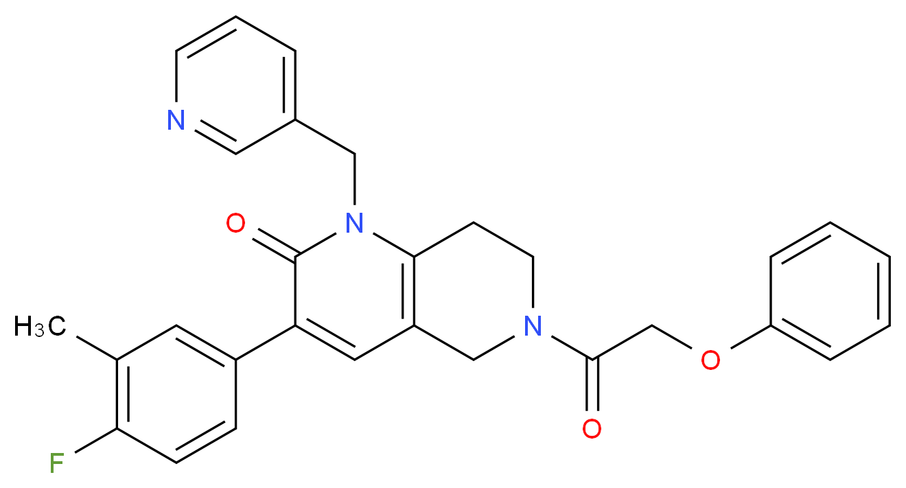 3-(4-fluoro-3-methylphenyl)-6-(phenoxyacetyl)-1-(3-pyridinylmethyl)-5,6,7,8-tetrahydro-1,6-naphthyridin-2(1H)-one_Molecular_structure_CAS_)