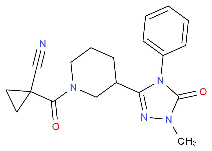 1-{[3-(1-methyl-5-oxo-4-phenyl-4,5-dihydro-1H-1,2,4-triazol-3-yl)piperidin-1-yl]carbonyl}cyclopropanecarbonitrile_Molecular_structure_CAS_)