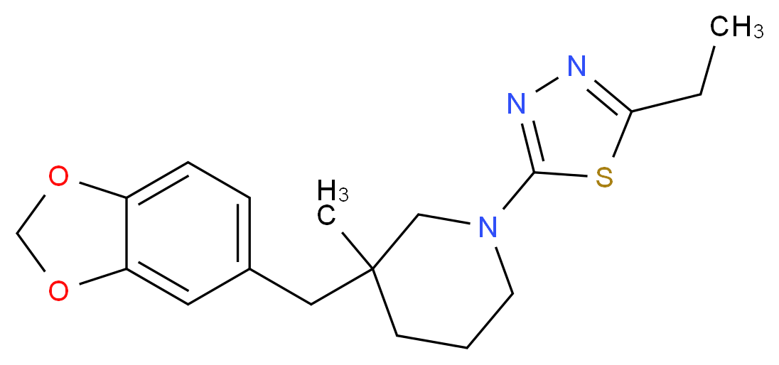 3-(1,3-benzodioxol-5-ylmethyl)-1-(5-ethyl-1,3,4-thiadiazol-2-yl)-3-methylpiperidine_Molecular_structure_CAS_)