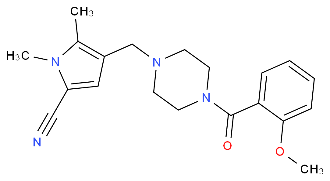 4-{[4-(2-methoxybenzoyl)-1-piperazinyl]methyl}-1,5-dimethyl-1H-pyrrole-2-carbonitrile_Molecular_structure_CAS_)