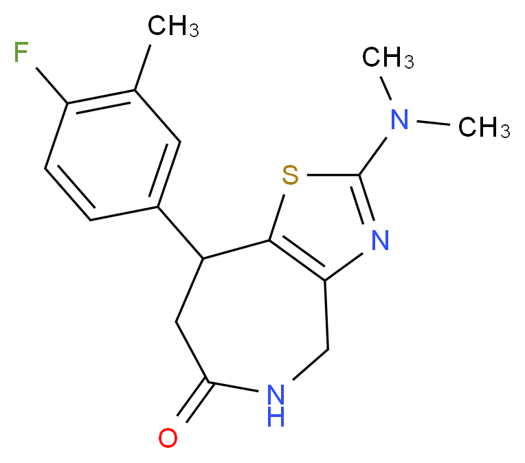 2-(dimethylamino)-8-(4-fluoro-3-methylphenyl)-4,5,7,8-tetrahydro-6H-[1,3]thiazolo[4,5-c]azepin-6-one_Molecular_structure_CAS_)