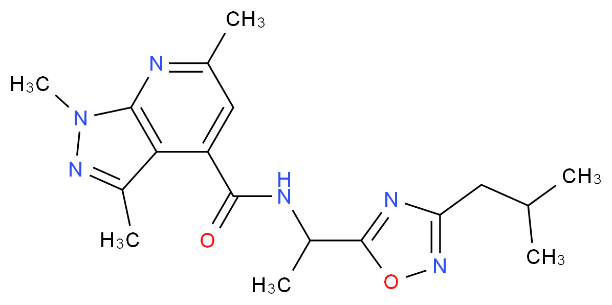N-[1-(3-isobutyl-1,2,4-oxadiazol-5-yl)ethyl]-1,3,6-trimethyl-1H-pyrazolo[3,4-b]pyridine-4-carboxamide_Molecular_structure_CAS_)