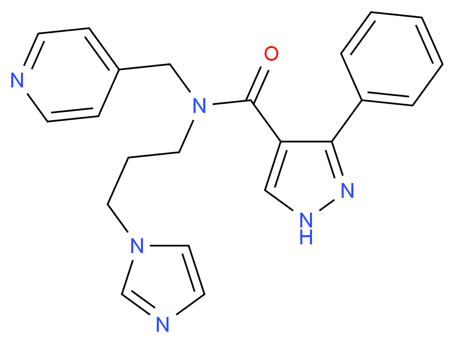N-[3-(1H-imidazol-1-yl)propyl]-3-phenyl-N-(4-pyridinylmethyl)-1H-pyrazole-4-carboxamide_Molecular_structure_CAS_)
