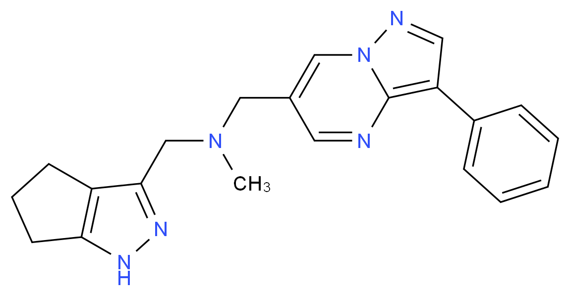 N-methyl-1-(3-phenylpyrazolo[1,5-a]pyrimidin-6-yl)-N-(1,4,5,6-tetrahydrocyclopenta[c]pyrazol-3-ylmethyl)methanamine_Molecular_structure_CAS_)