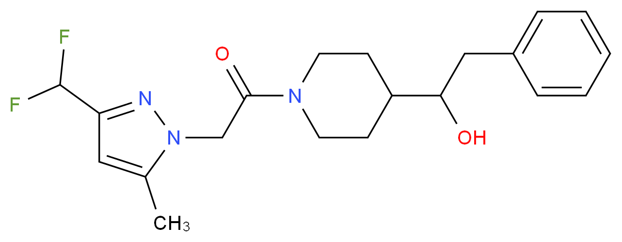1-(1-{[3-(difluoromethyl)-5-methyl-1H-pyrazol-1-yl]acetyl}-4-piperidinyl)-2-phenylethanol_Molecular_structure_CAS_)