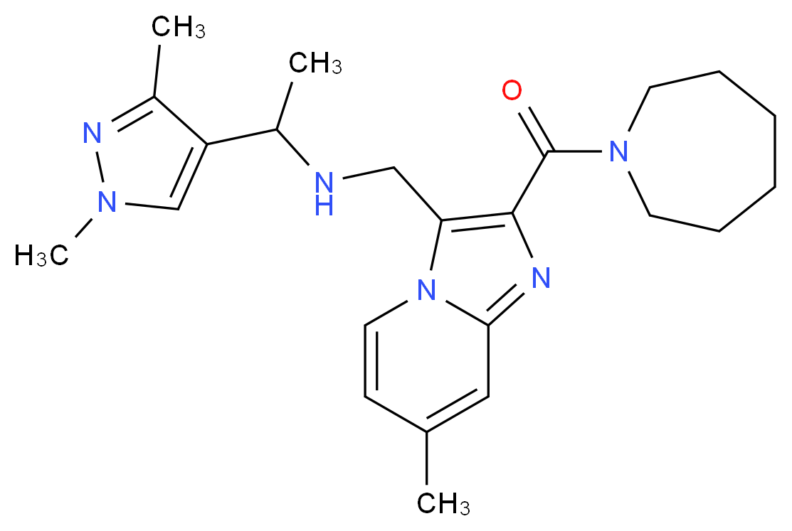 N-{[2-(1-azepanylcarbonyl)-7-methylimidazo[1,2-a]pyridin-3-yl]methyl}-1-(1,3-dimethyl-1H-pyrazol-4-yl)ethanamine_Molecular_structure_CAS_)