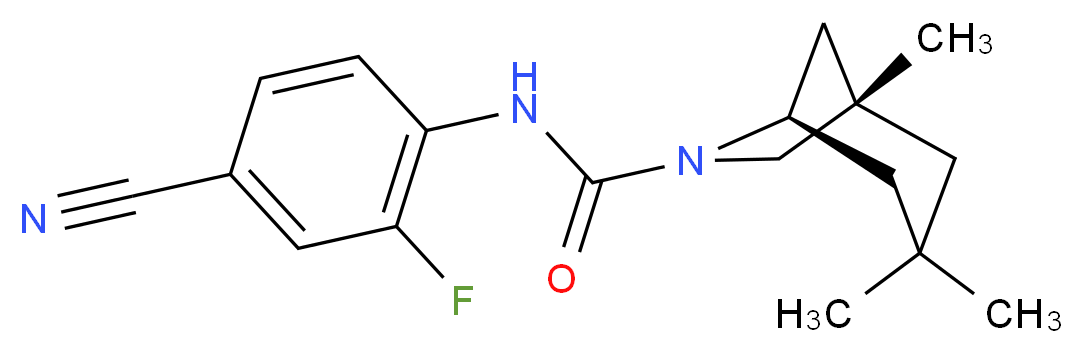 (1S*,5R*)-N-(4-cyano-2-fluorophenyl)-1,3,3-trimethyl-6-azabicyclo[3.2.1]octane-6-carboxamide_Molecular_structure_CAS_)