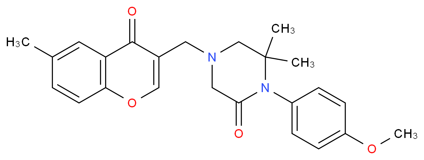 1-(4-methoxyphenyl)-6,6-dimethyl-4-[(6-methyl-4-oxo-4H-chromen-3-yl)methyl]-2-piperazinone_Molecular_structure_CAS_)