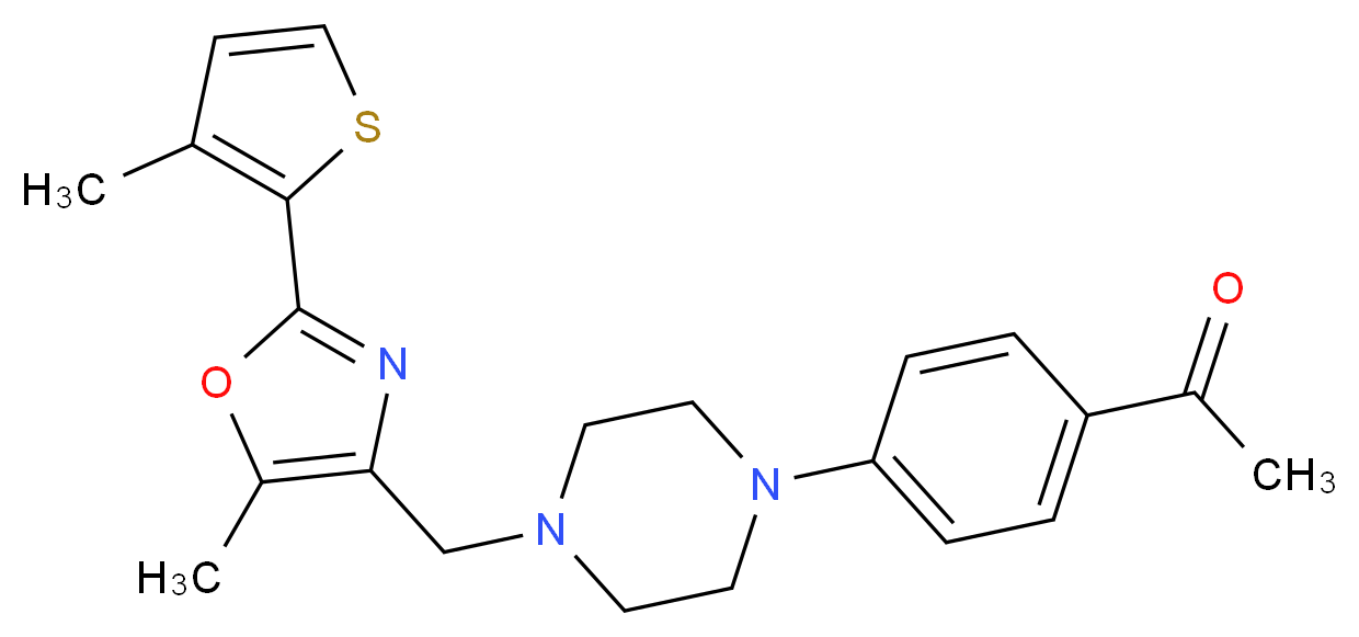 1-[4-(4-{[5-methyl-2-(3-methyl-2-thienyl)-1,3-oxazol-4-yl]methyl}-1-piperazinyl)phenyl]ethanone_Molecular_structure_CAS_)