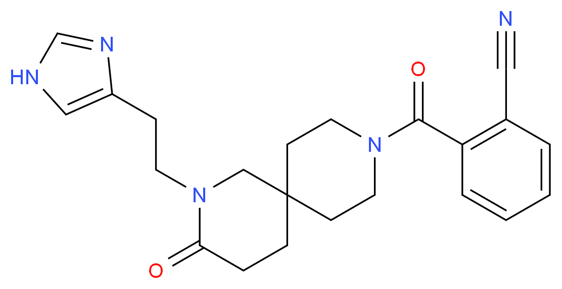 2-({2-[2-(1H-imidazol-4-yl)ethyl]-3-oxo-2,9-diazaspiro[5.5]undec-9-yl}carbonyl)benzonitrile_Molecular_structure_CAS_)