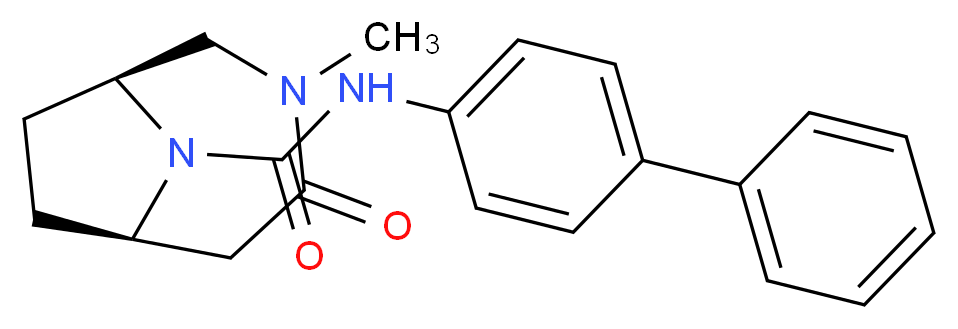 (1S*,6R*)-N-biphenyl-4-yl-3-methyl-4-oxo-3,9-diazabicyclo[4.2.1]nonane-9-carboxamide_Molecular_structure_CAS_)
